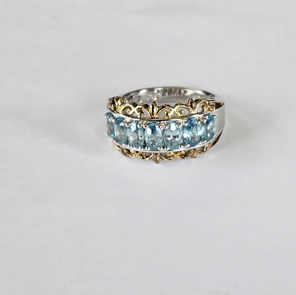 Genuine Cambodian Blue Zircon Ring Platinum over Sterling Silver Size 7! - Picture 5 of 12